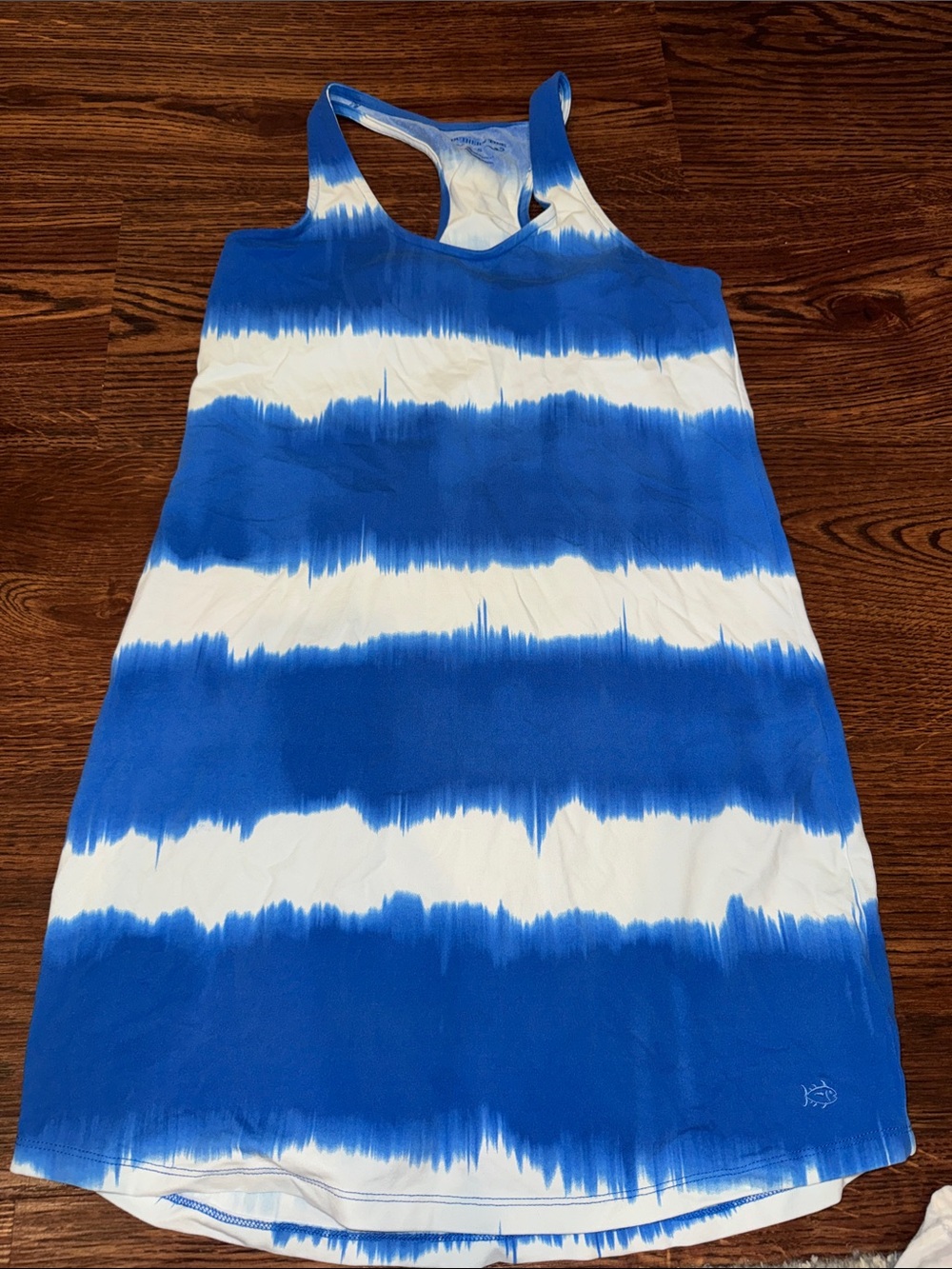 Southern Tide Blue and White Tie-Dye Racerback Dress